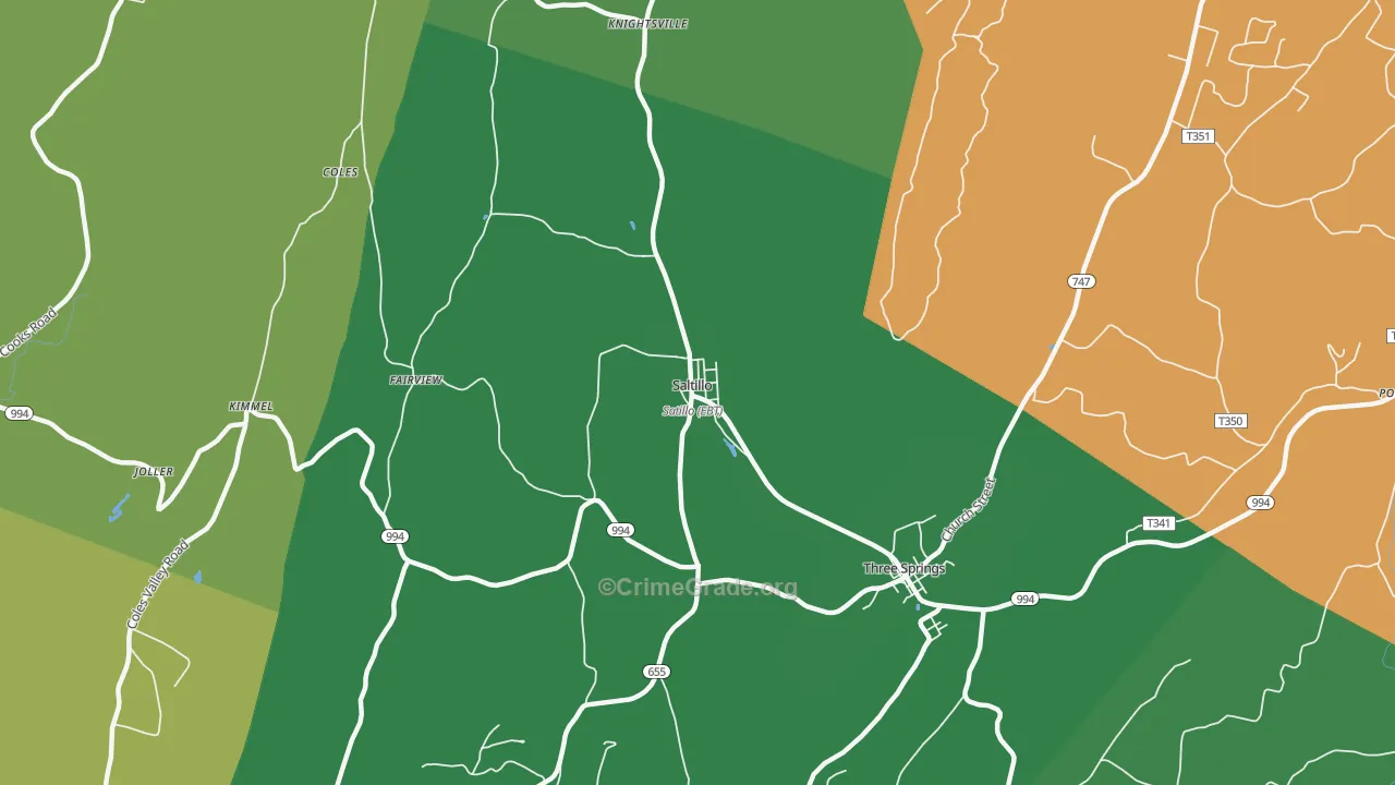 Saltillo, PA Map of Theft Rates