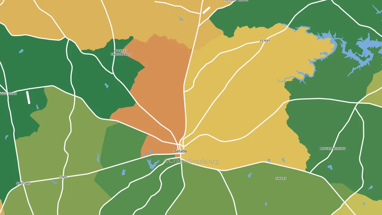 Saluda, SC Map of Theft Rates