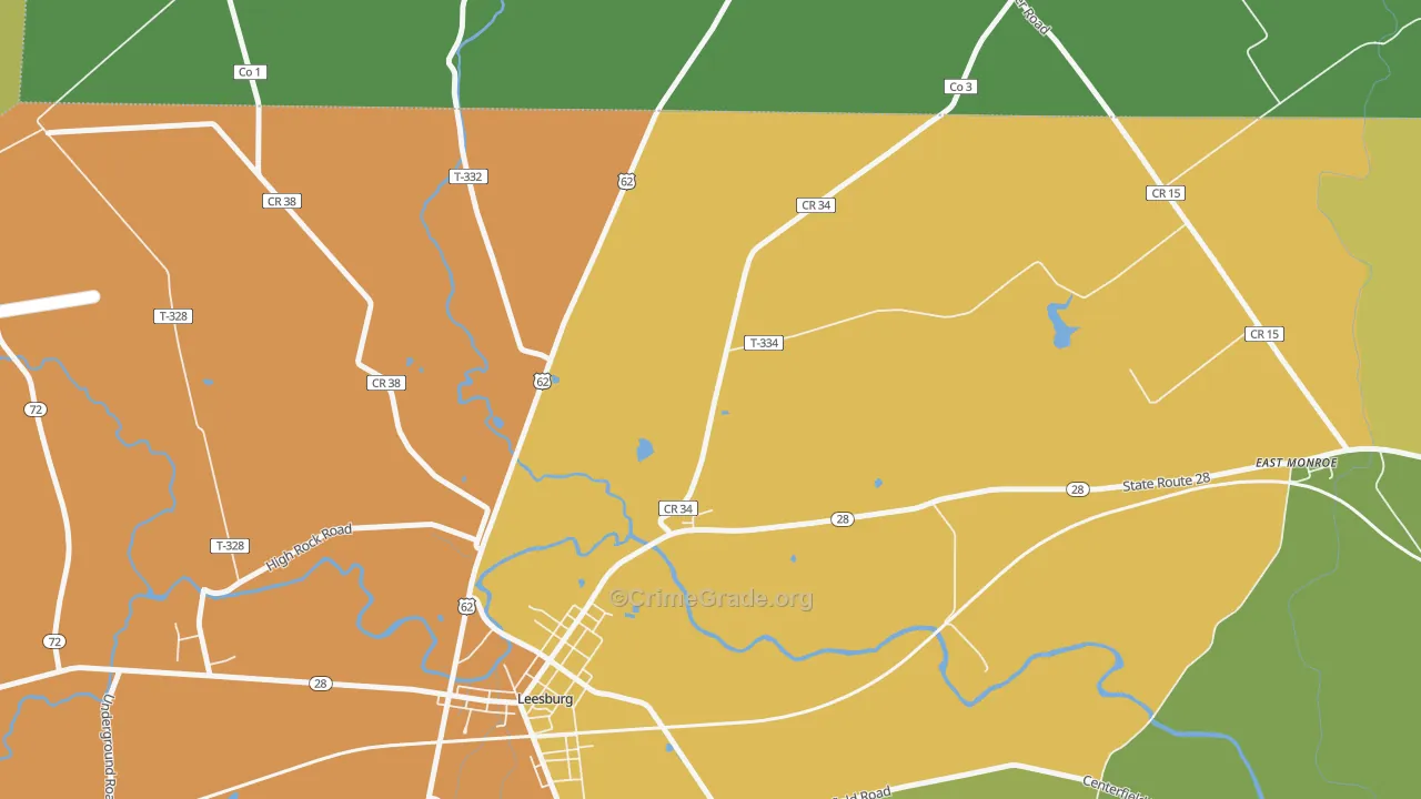 Samantha, OH Map of Theft Rates