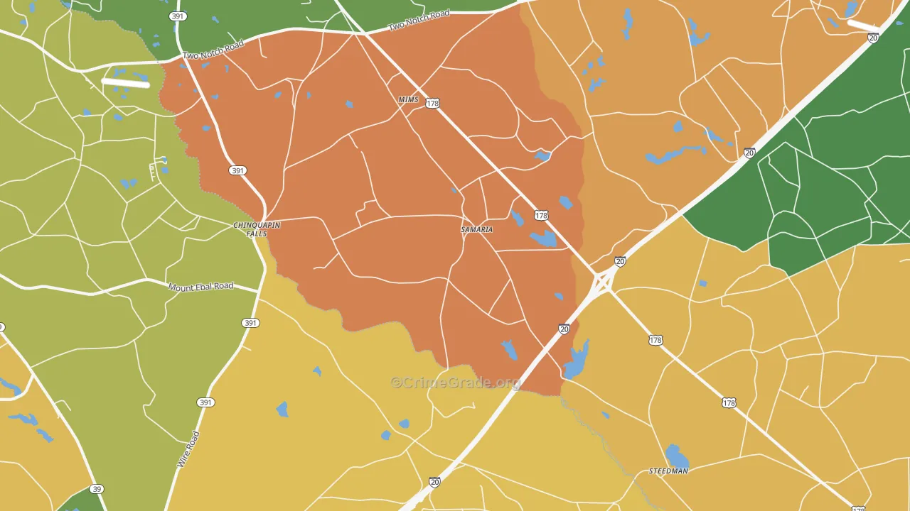 Samaria, SC Map of Theft Rates