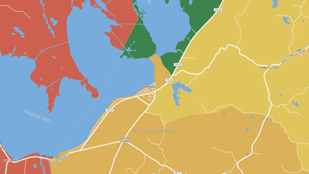 Samburg, TN Map of Theft Rates