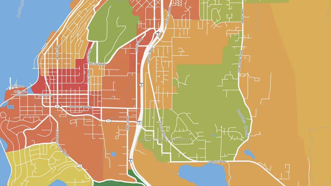 Samish Hill, Bellingham, WA Map of Theft Rates