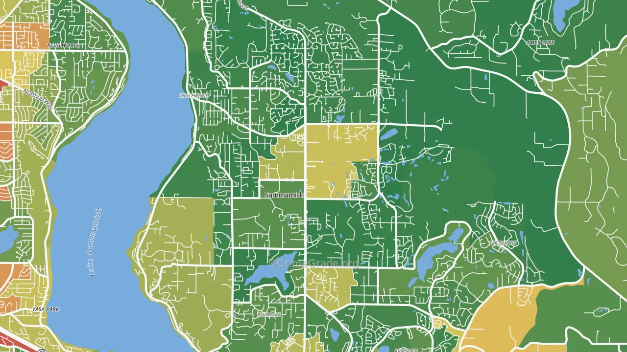 Sammamish, WA Map of Theft Rates
