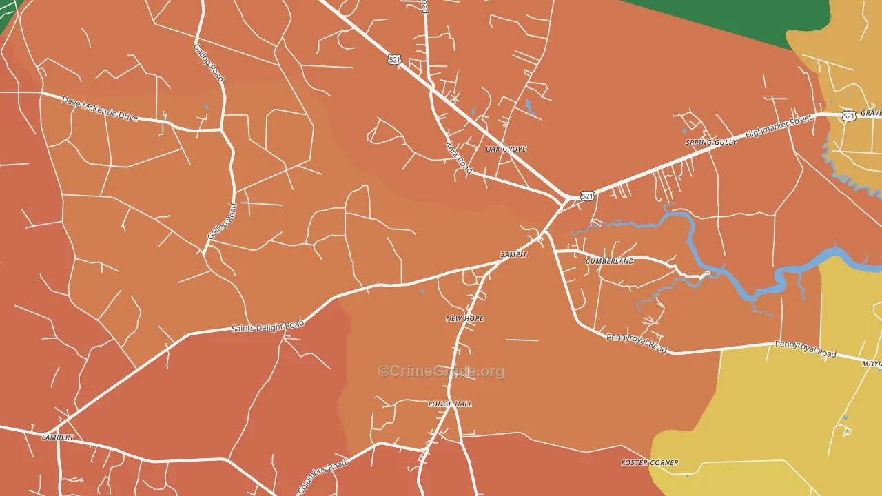 Sampit, SC Map of Theft Rates