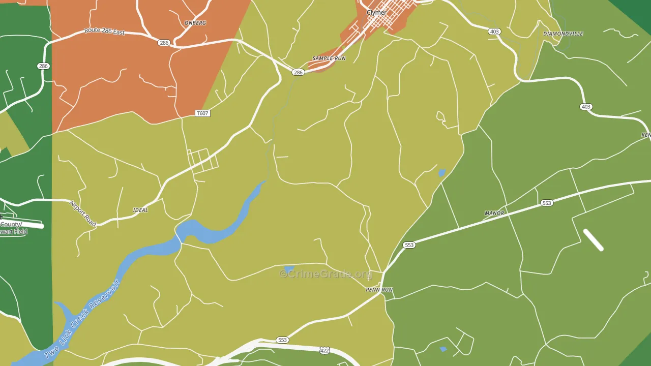 Sample Run, PA Map of Theft Rates