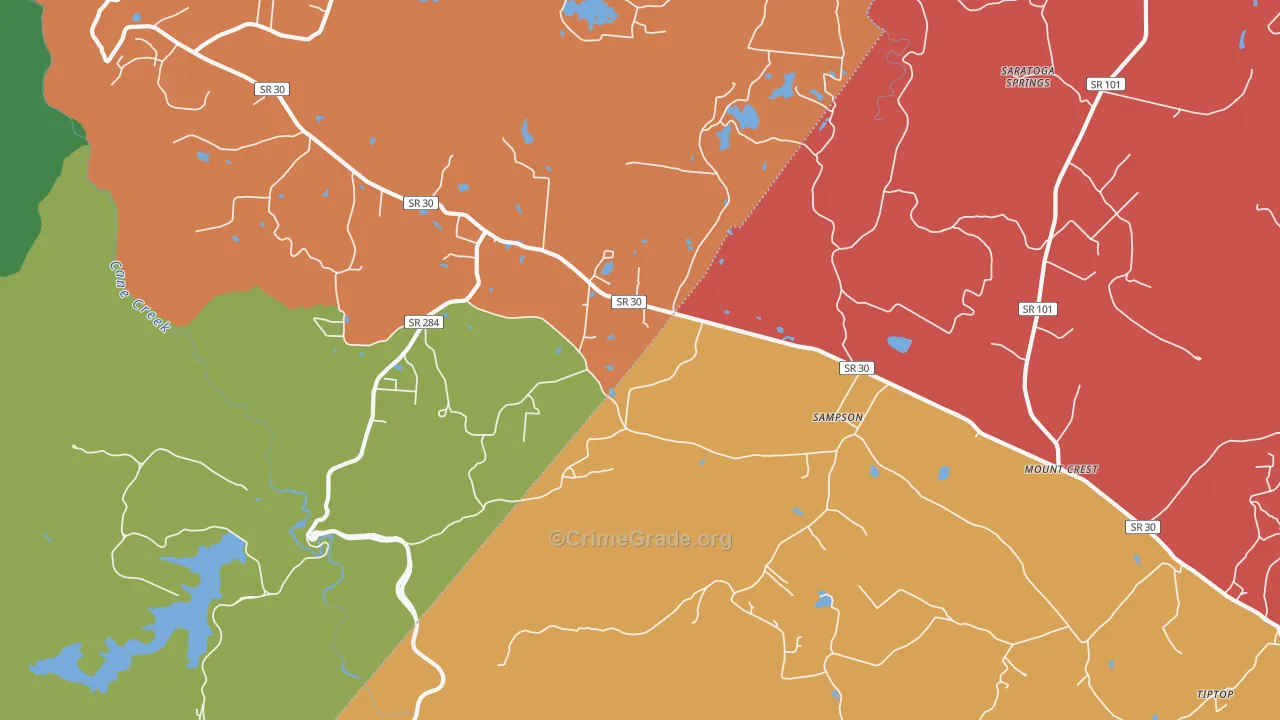 Sampson, TN Map of Theft Rates