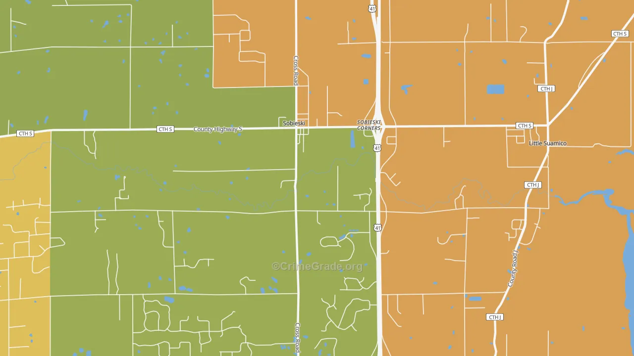 Sampson, WI Map of Theft Rates
