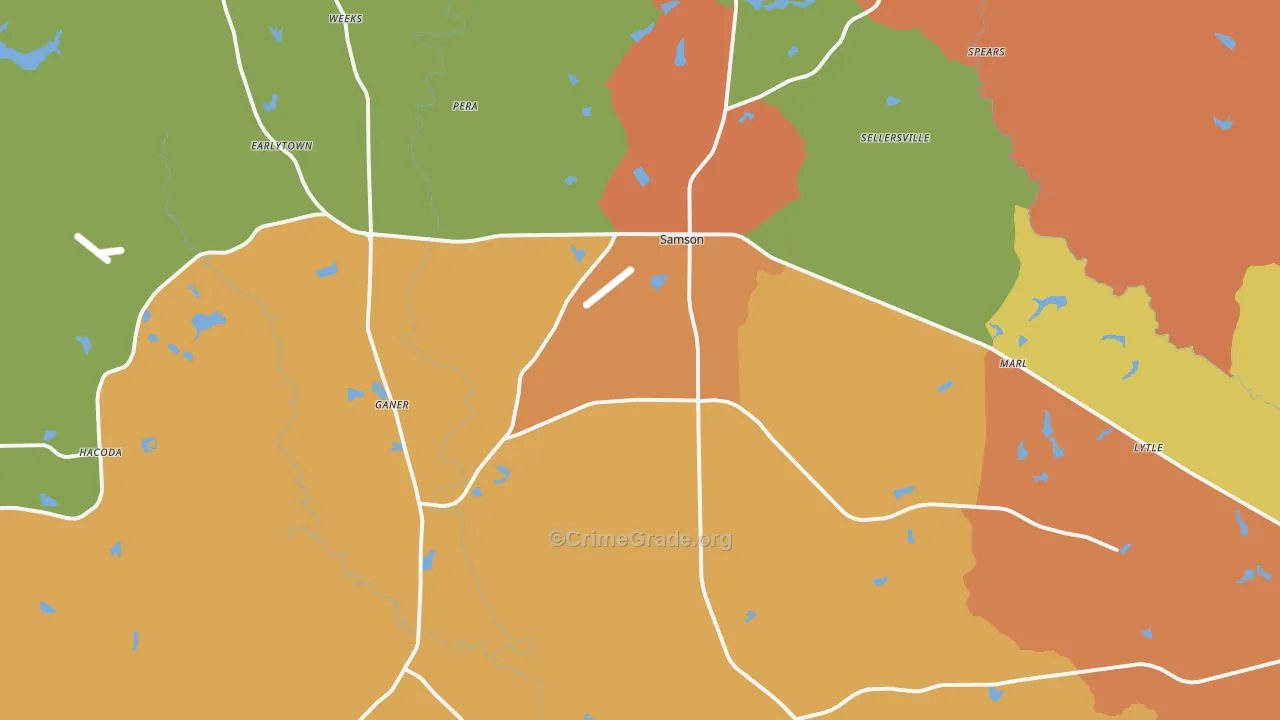 Samson, AL Map of Theft Rates