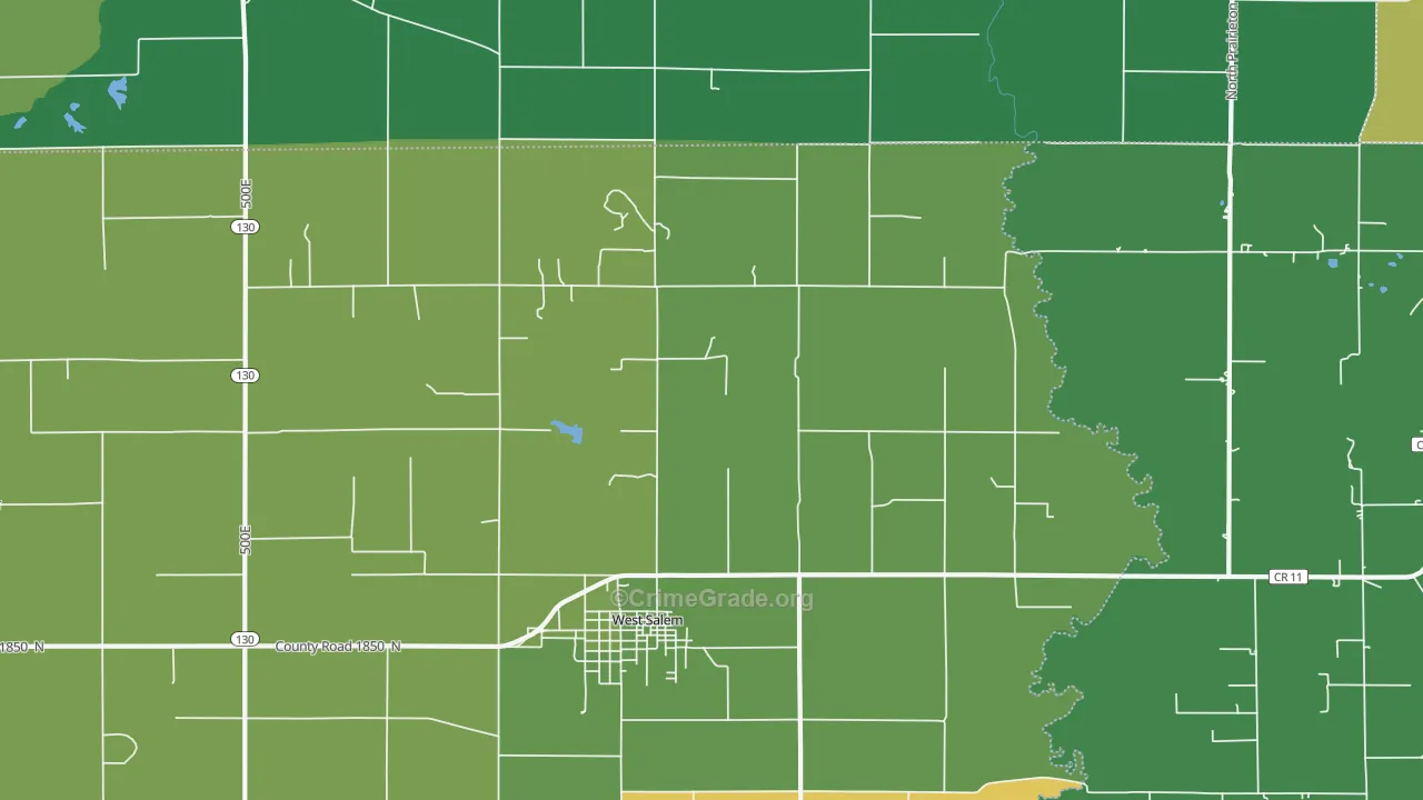 Samsville, IL Map of Theft Rates