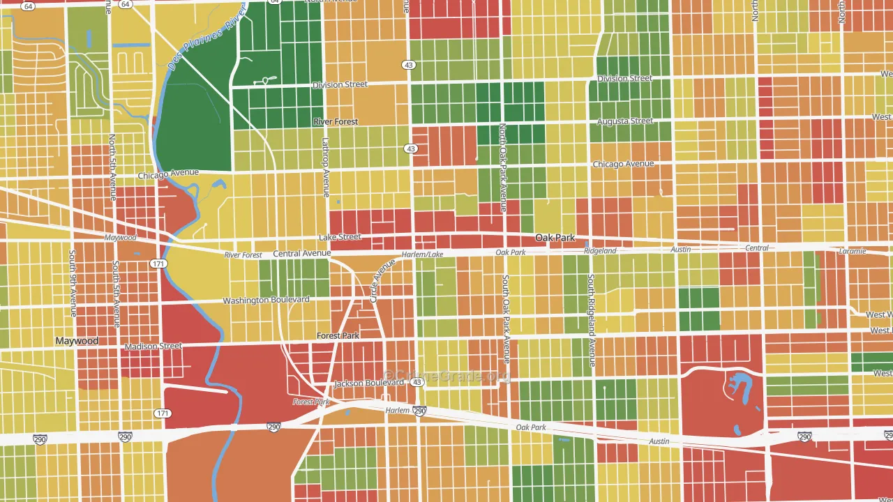 Samuel A Rothermel, Oak Park, IL Map of Theft Rates