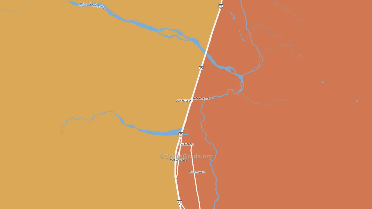 San Acacia, NM Map of Theft Rates