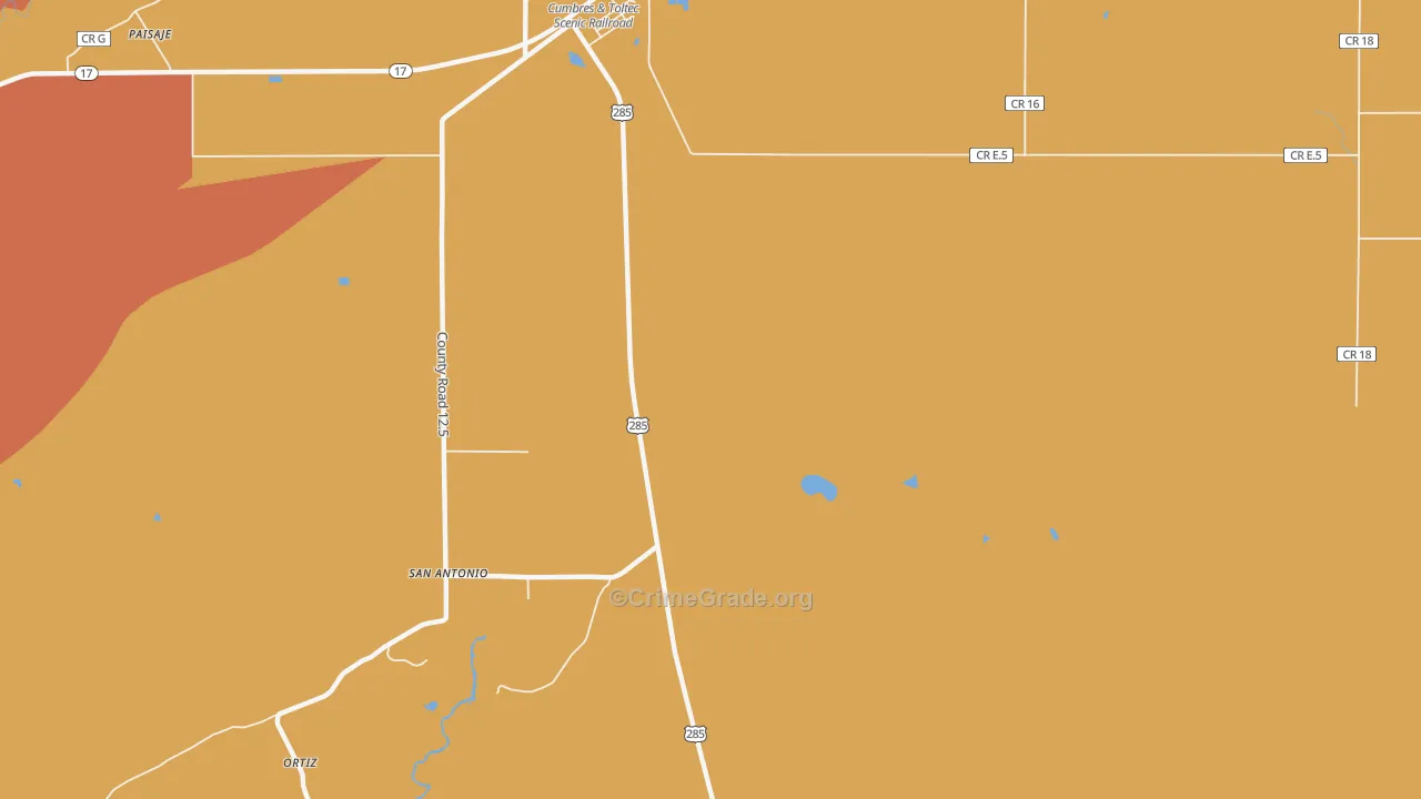 San Antonio, CO Map of Theft Rates