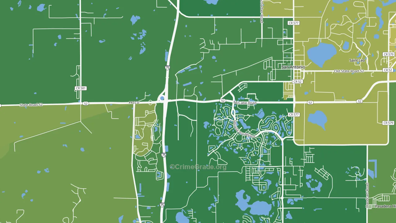 San Antonio, FL Map of Theft Rates