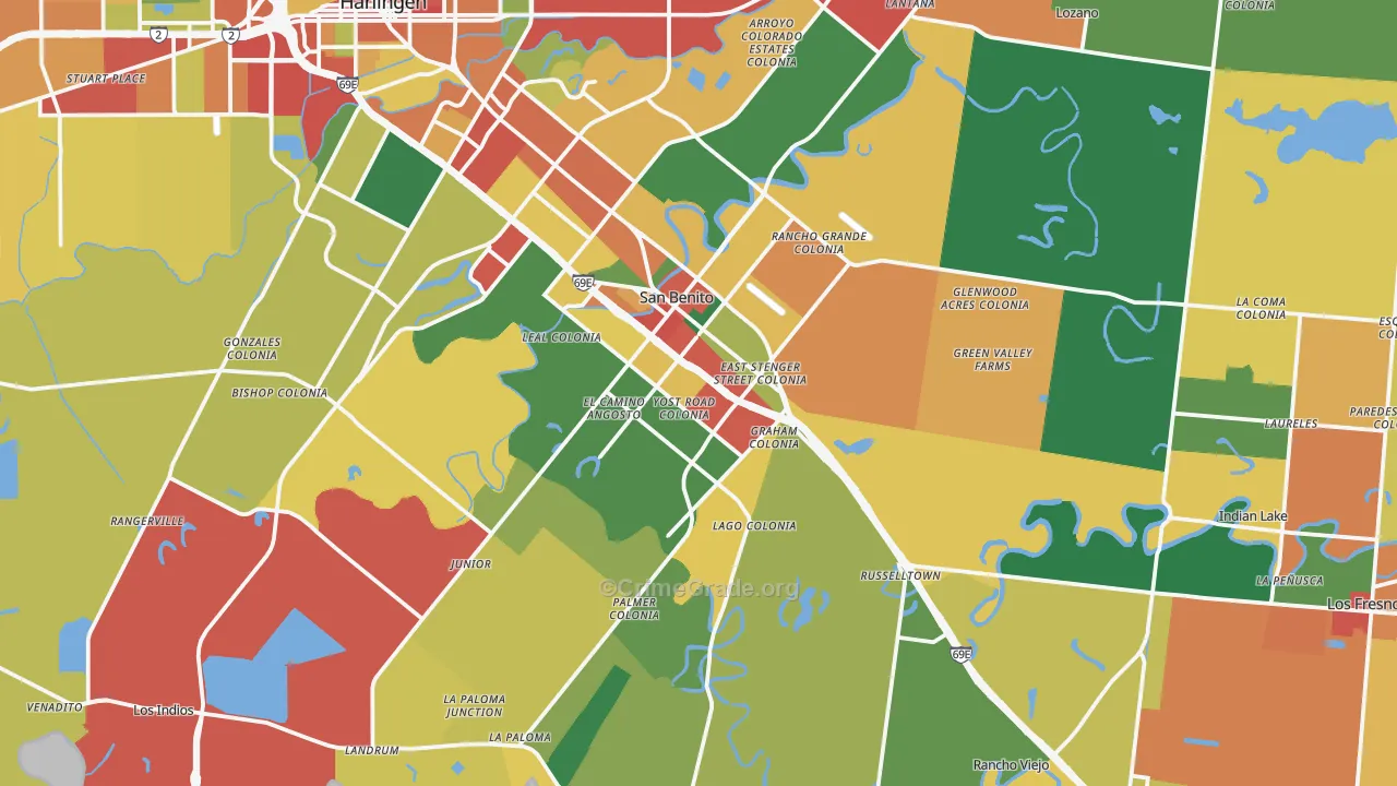 San Benito, TX Map of Theft Rates