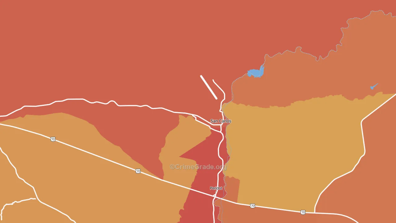 San Carlos, AZ Map of Theft Rates