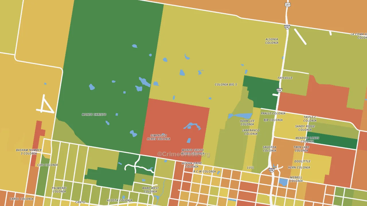 San Carlos, TX Map of Theft Rates