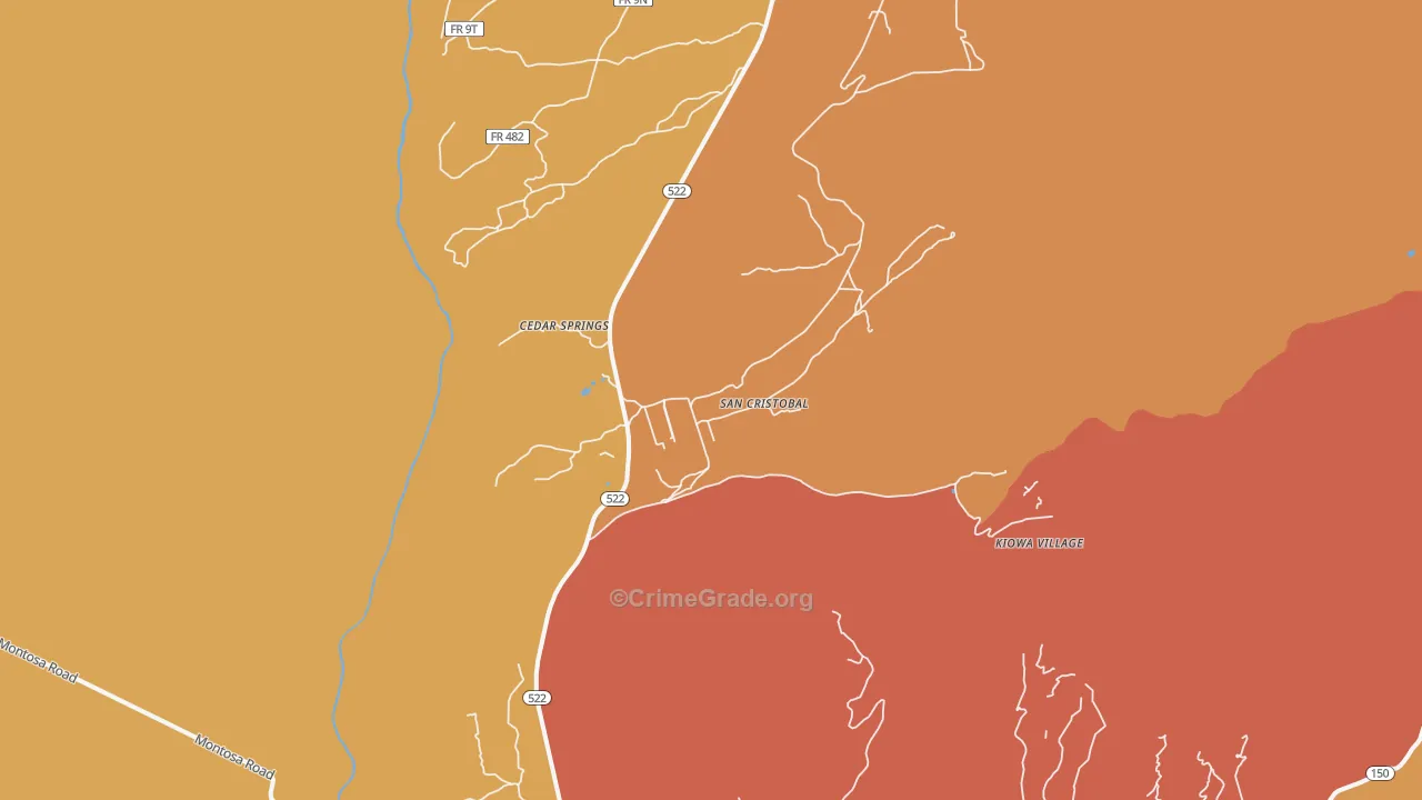 San Cristobal, NM Map of Theft Rates