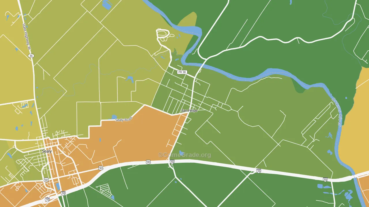 San Felipe, TX Map of Theft Rates