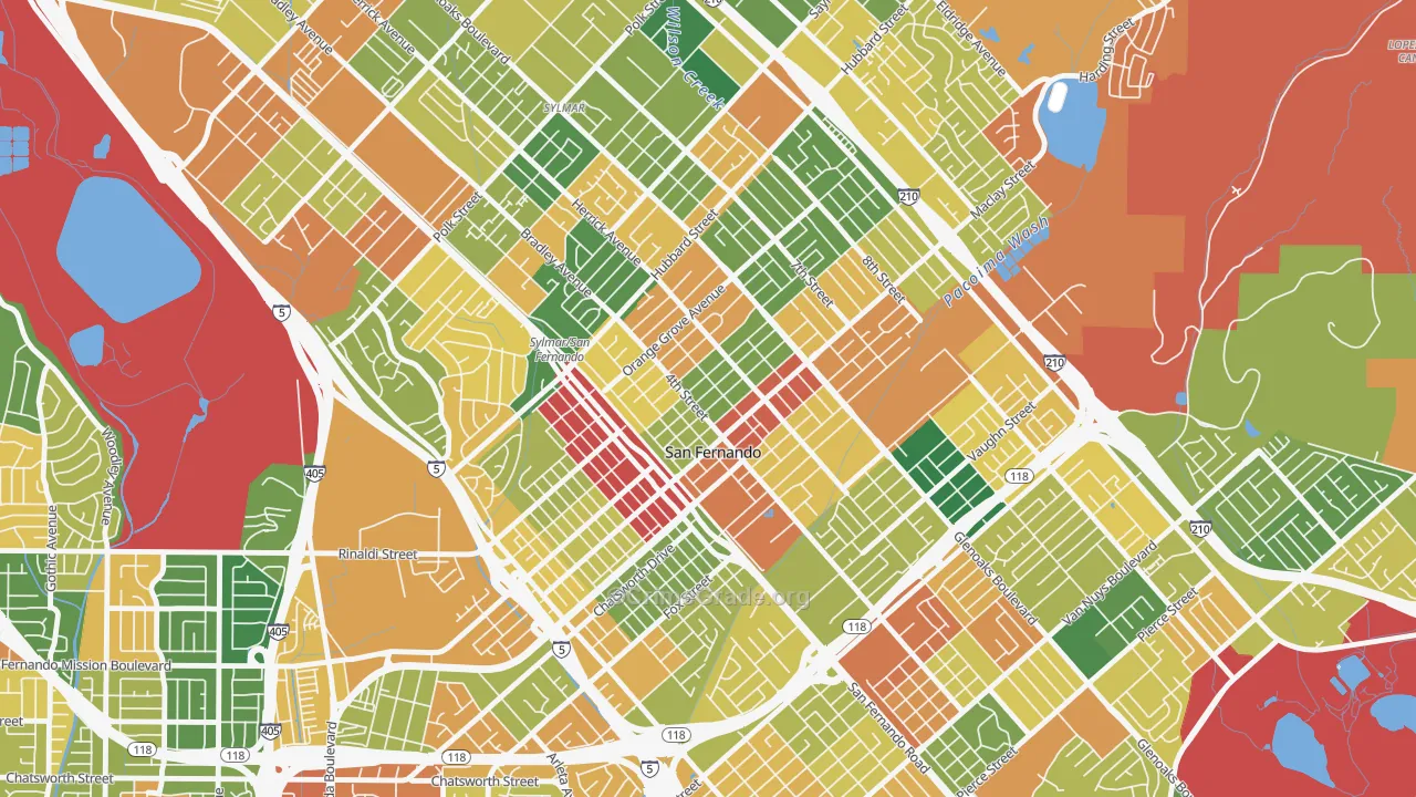 San Fernando, CA Map of Theft Rates