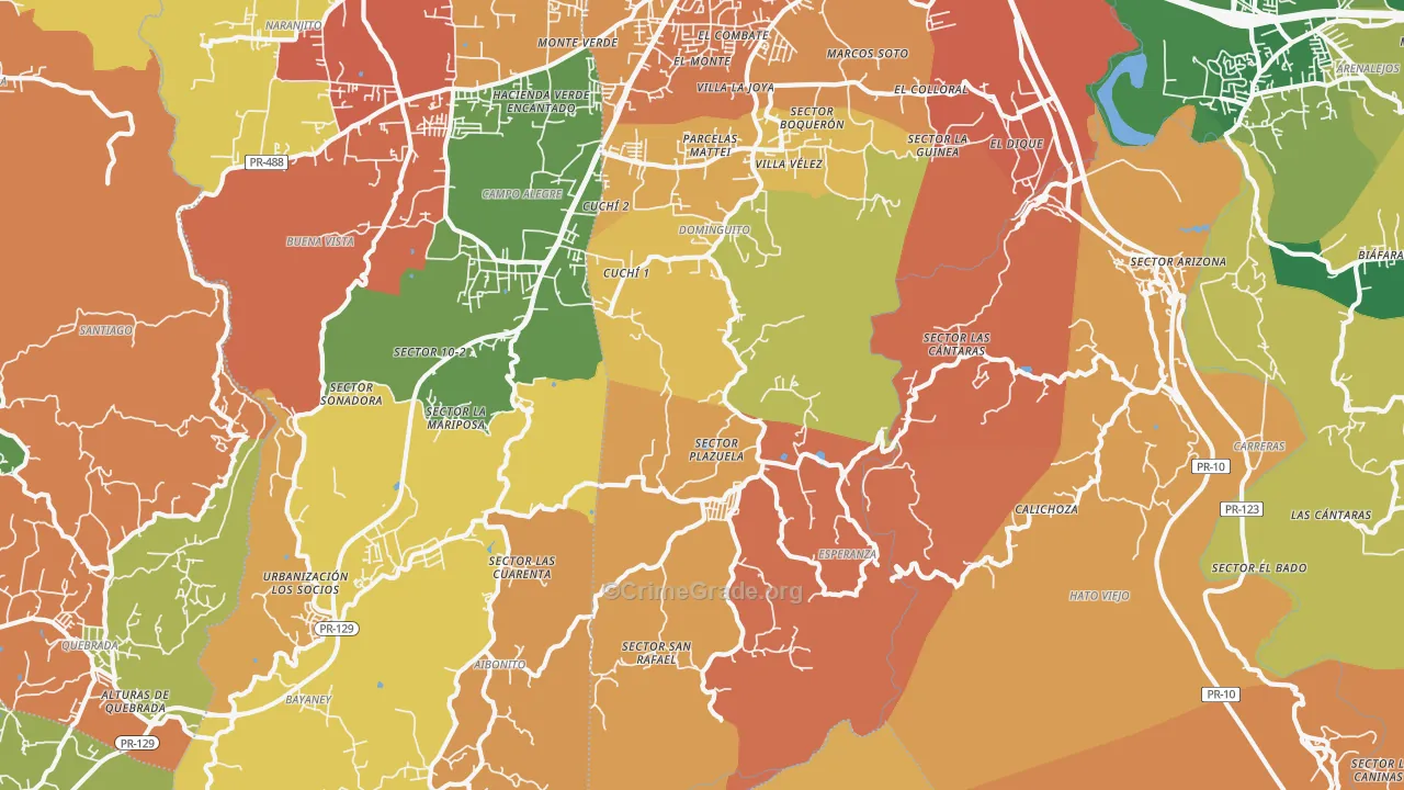 San Francisco, PR Map of Theft Rates