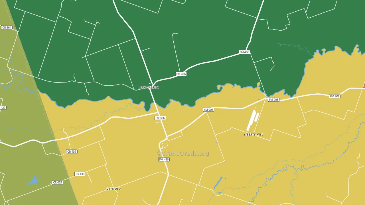 San Gabriel, TX Map of Theft Rates