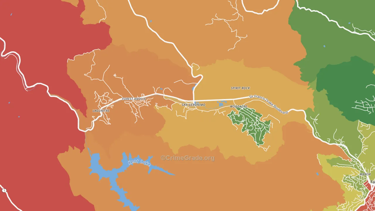 San Geronimo, CA Map of Theft Rates