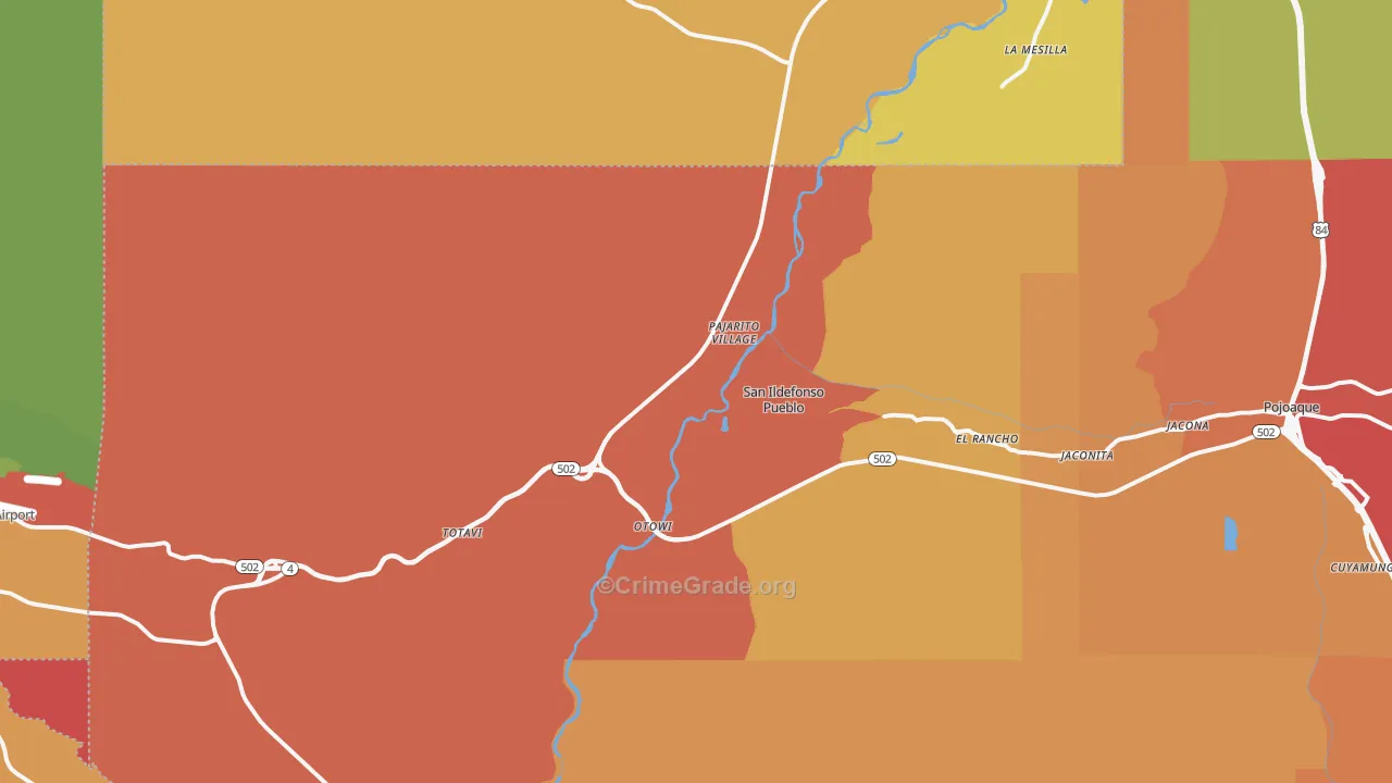 San Ildefonso Pueblo, NM Map of Theft Rates