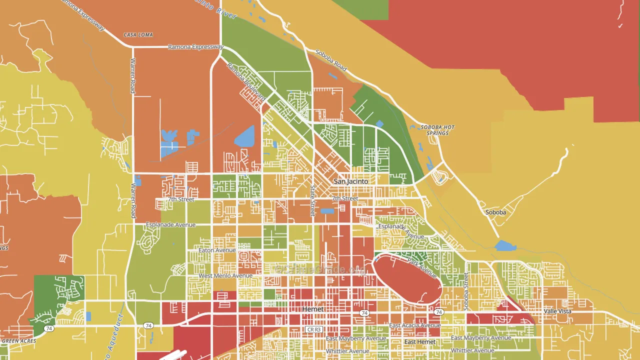 San Jacinto, CA Map of Theft Rates