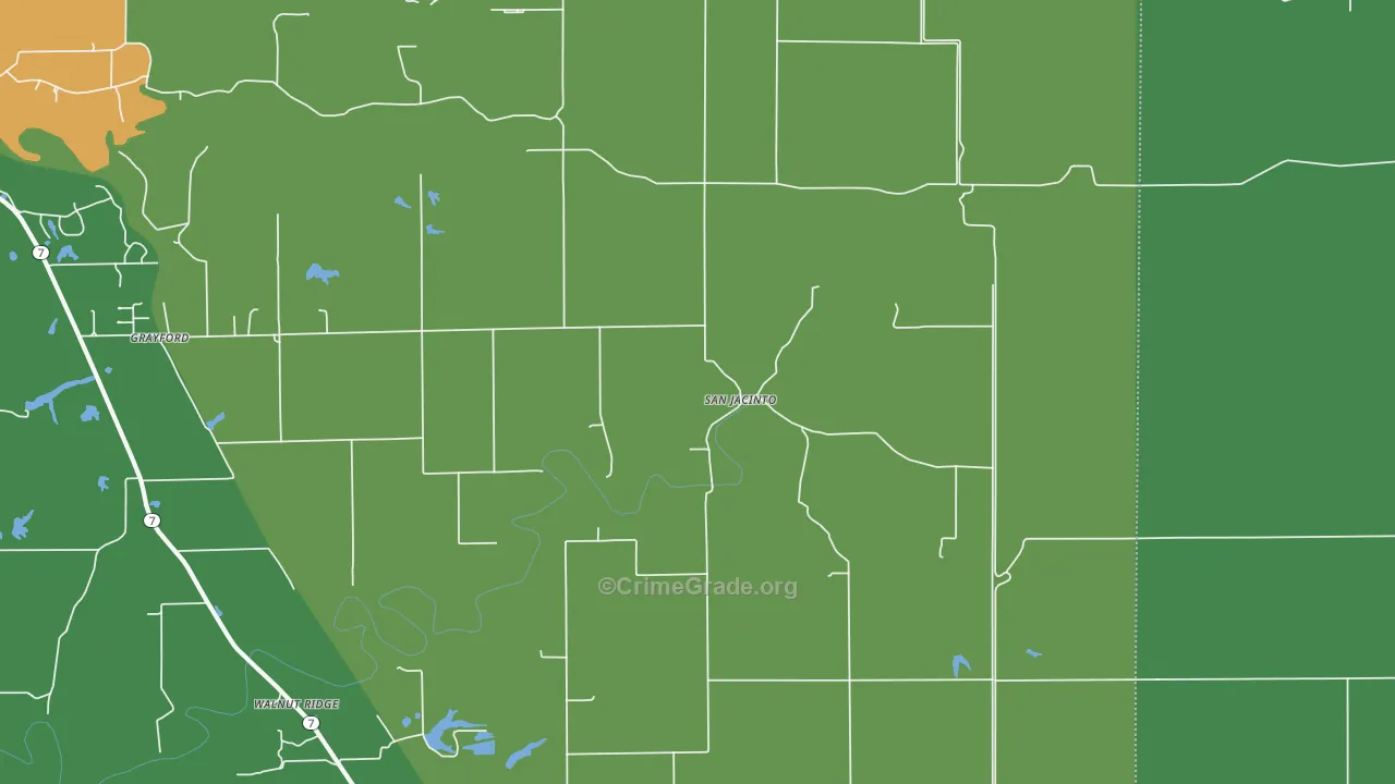 San Jacinto, IN Map of Theft Rates