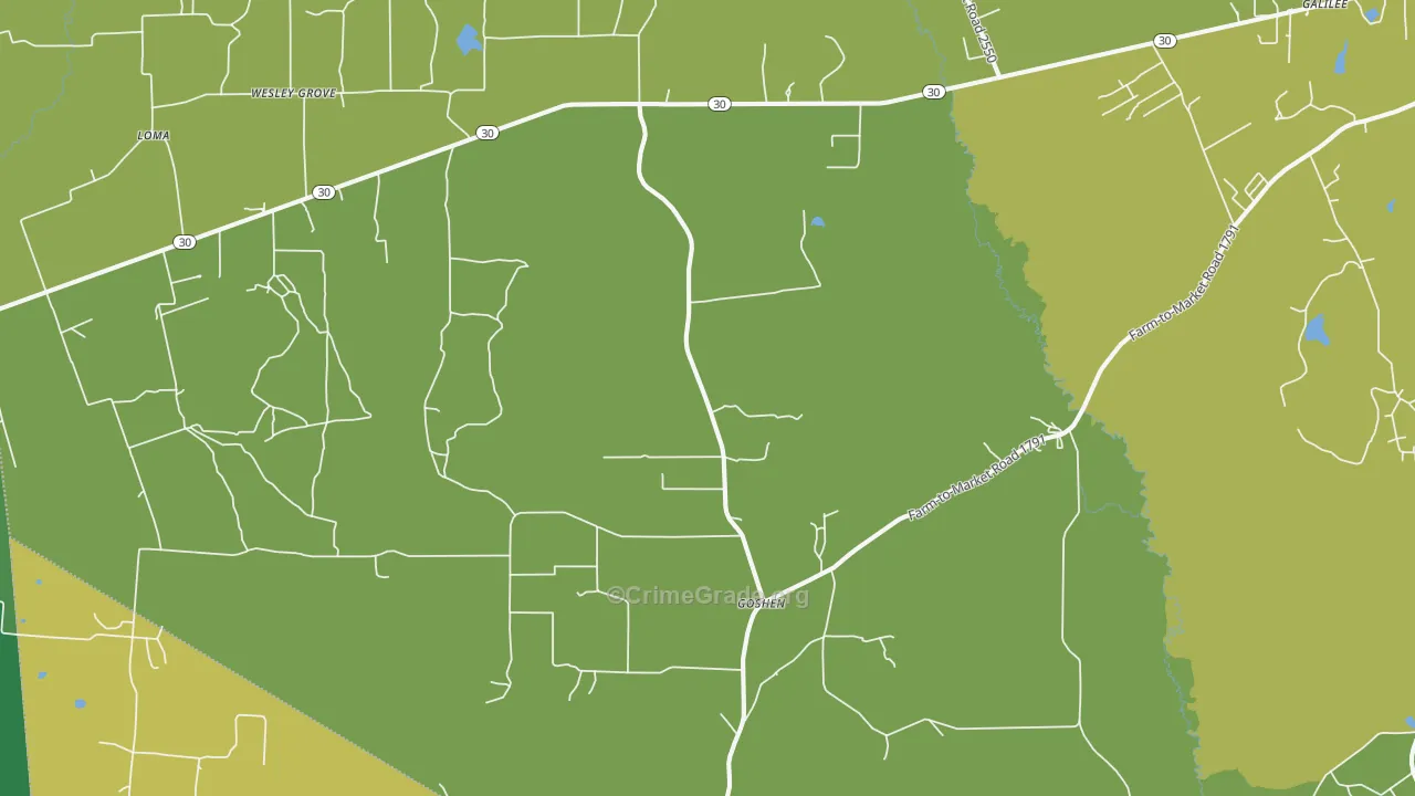 San Jacinto, TX Map of Theft Rates