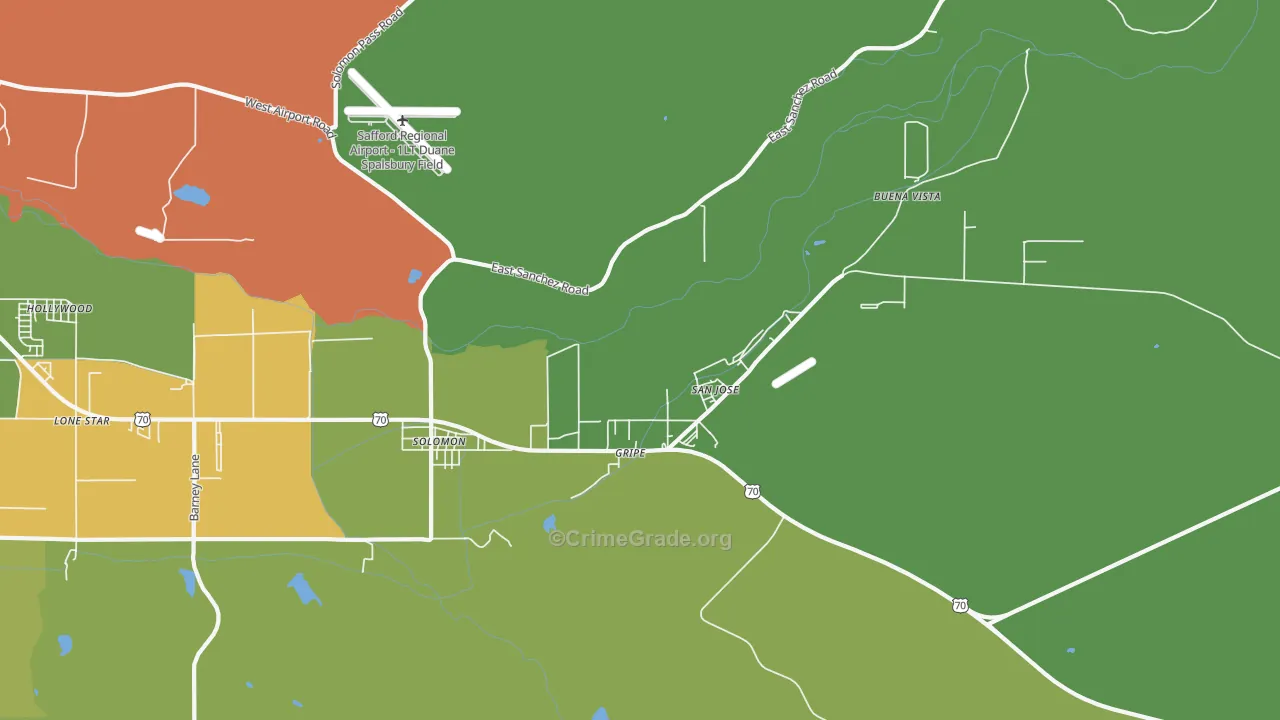 San Jose, AZ Map of Theft Rates