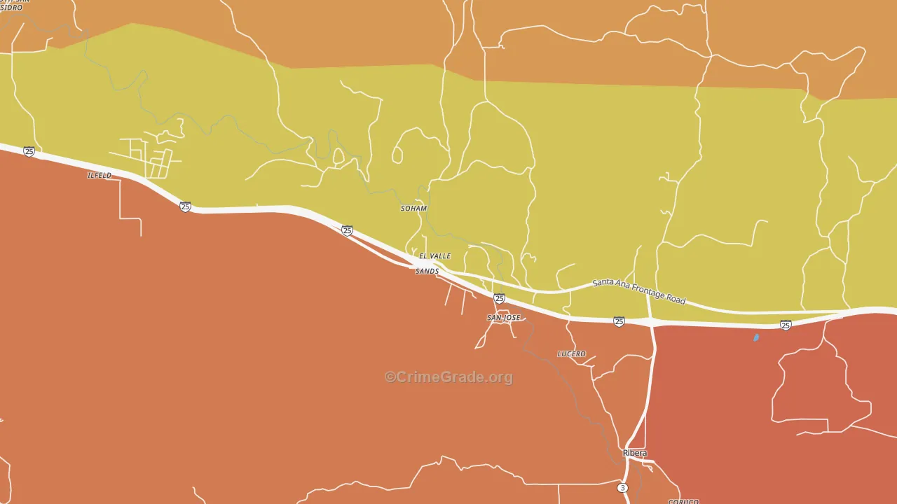 San Jose, NM Map of Theft Rates