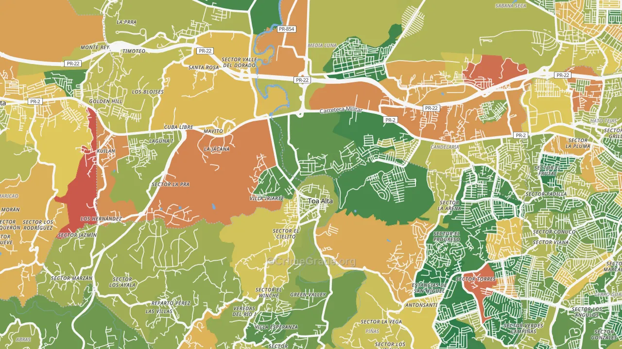 San Jose, PR Map of Theft Rates