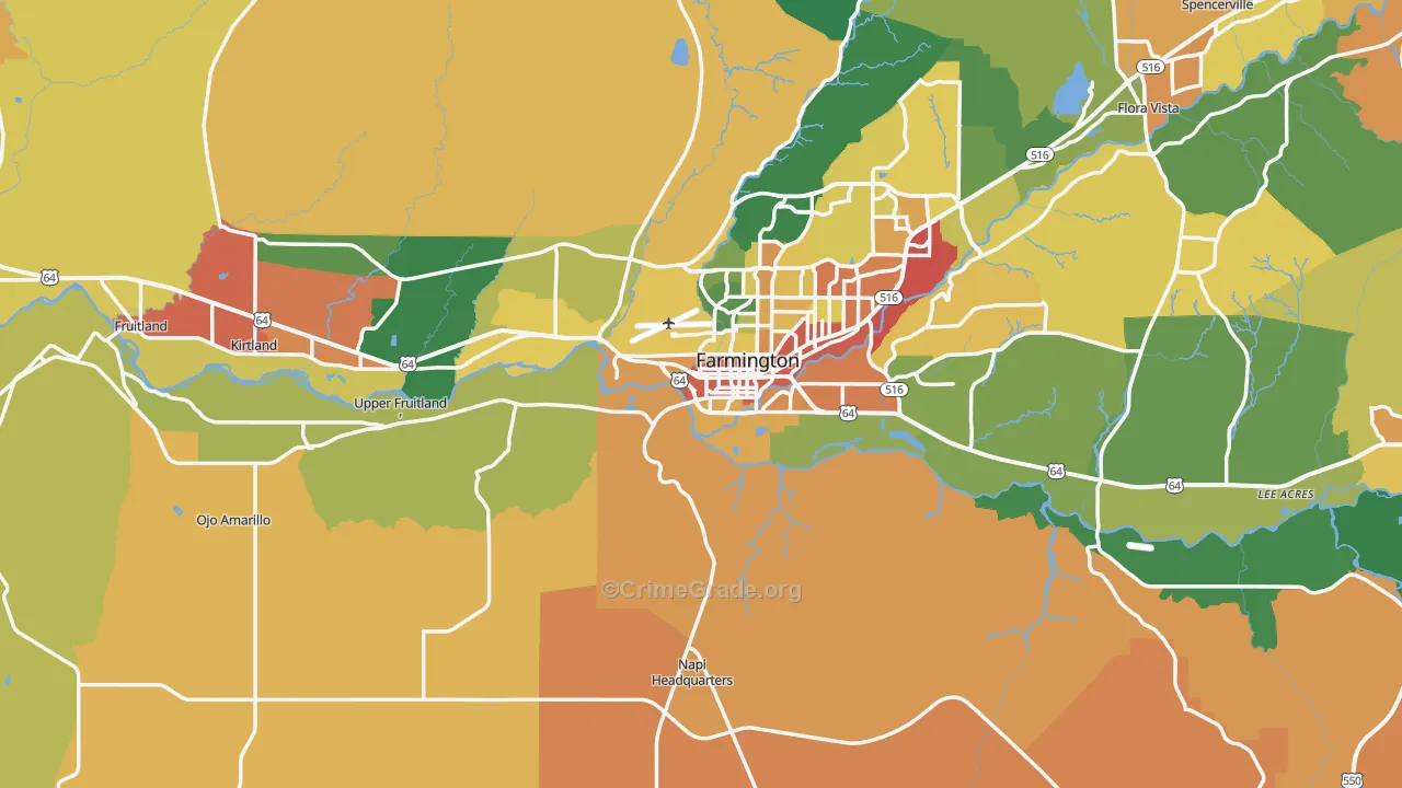 San Juan County, NM Map of Theft Rates