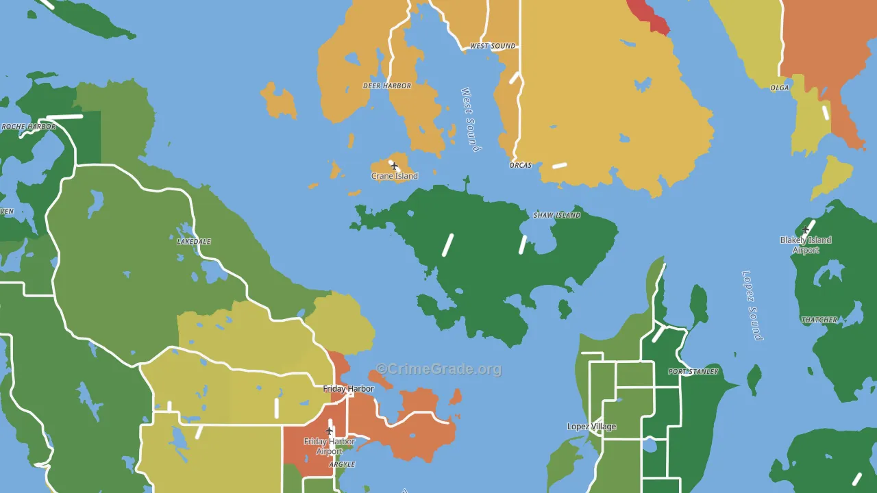San Juan County, WA Map of Theft Rates