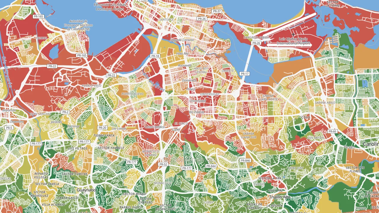 San Juan Municipio, PR Map of Theft Rates