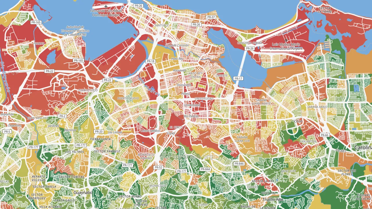 San Juan, PR Map of Theft Rates