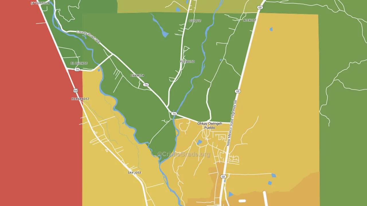 San Juan Pueblo, NM Map of Theft Rates