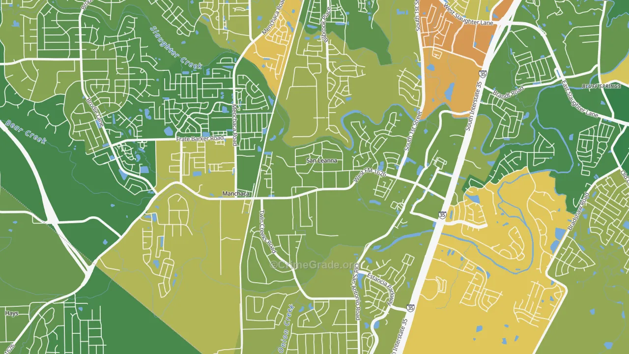 San Leanna, TX Map of Theft Rates