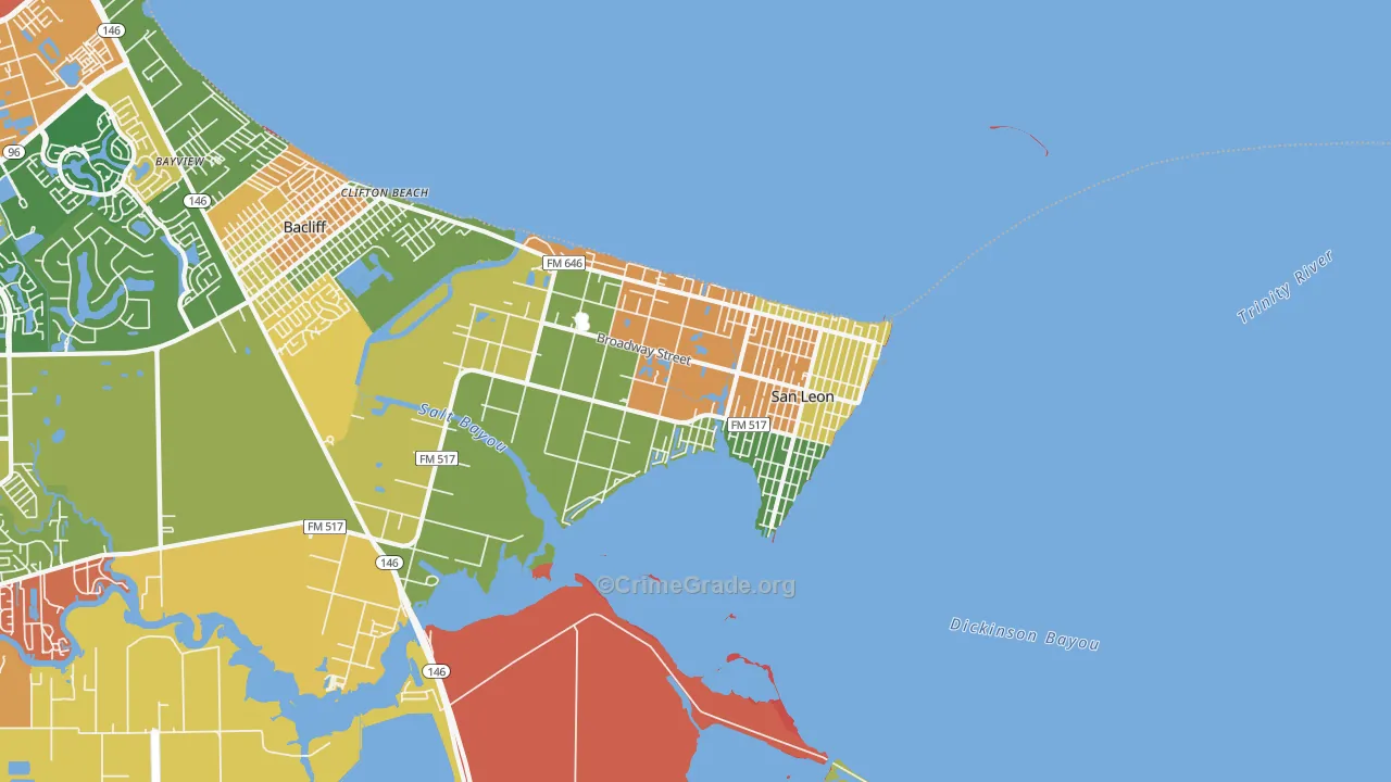 San Leon, TX Map of Theft Rates