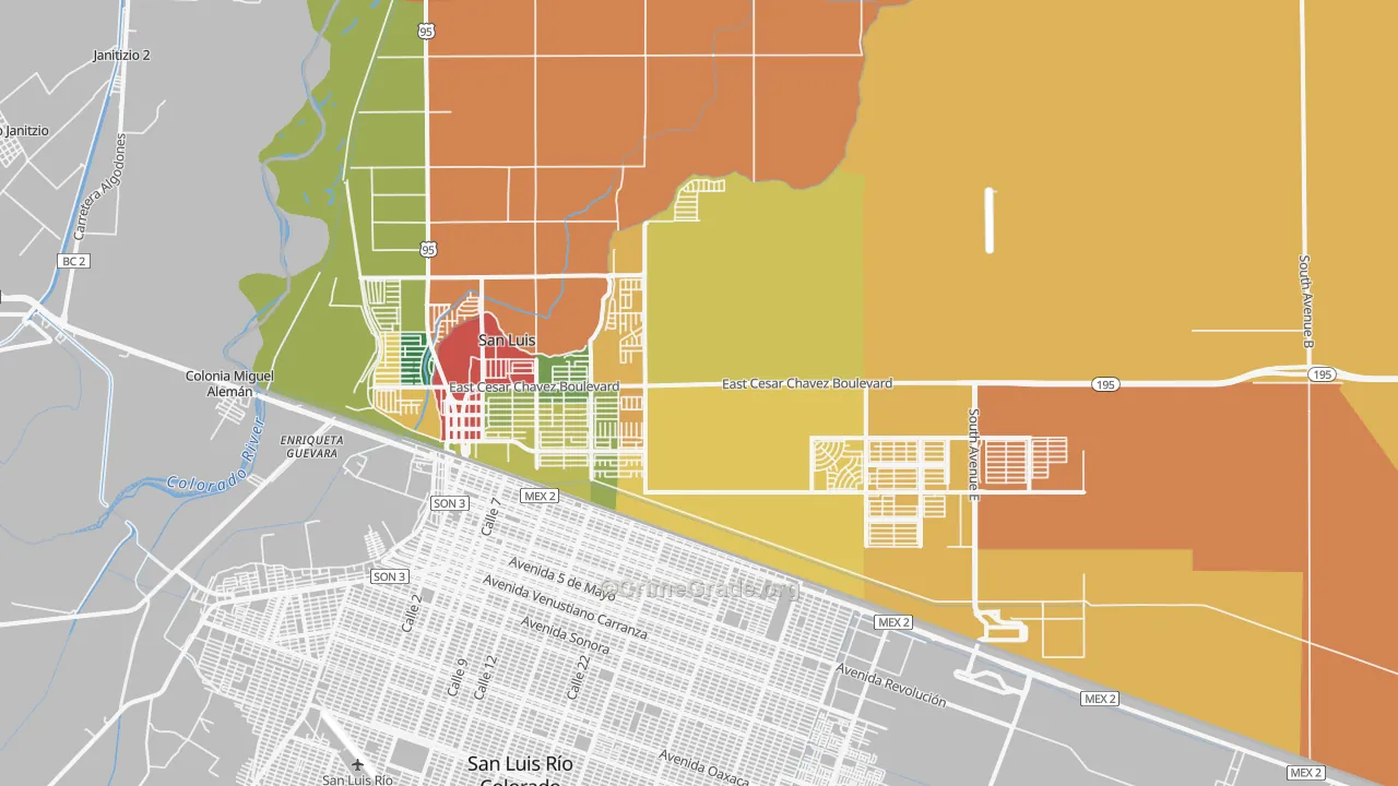 San Luis, AZ Map of Theft Rates