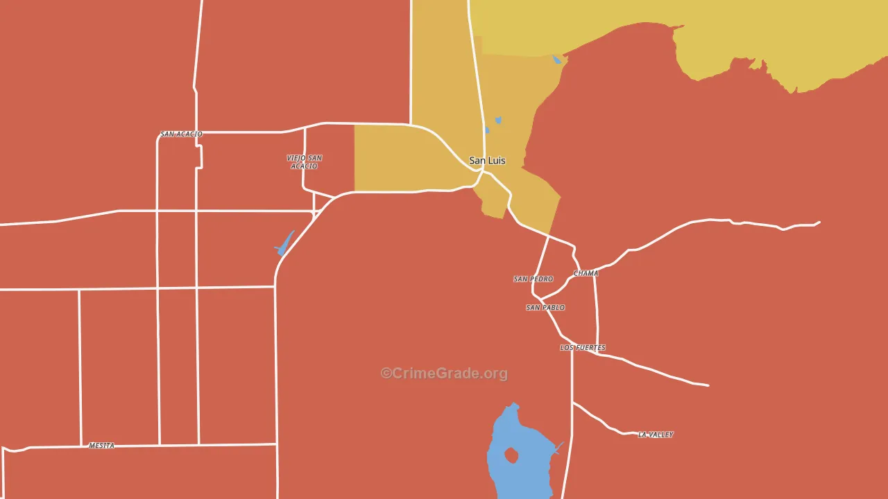 San Luis, CO Map of Theft Rates