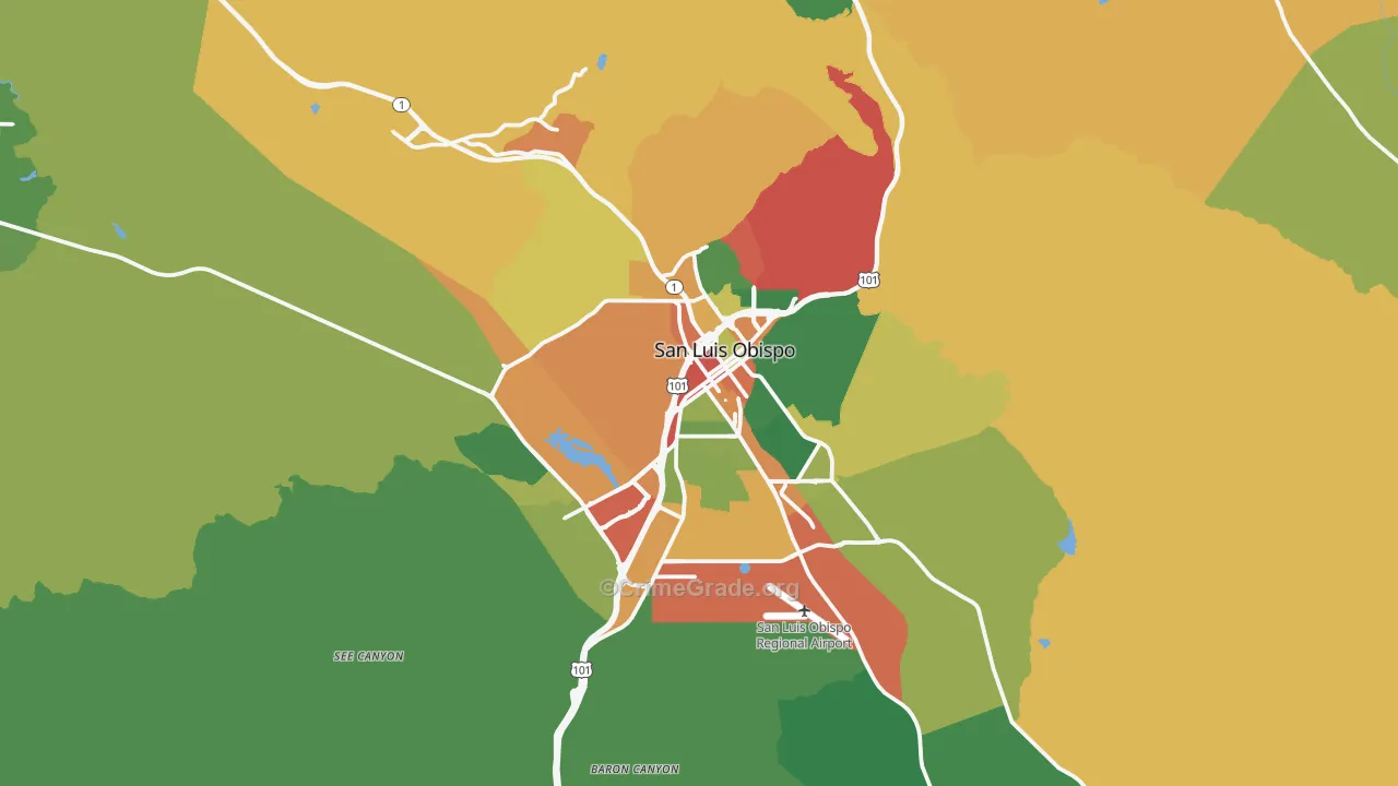 San Luis Obispo, CA Map of Theft Rates