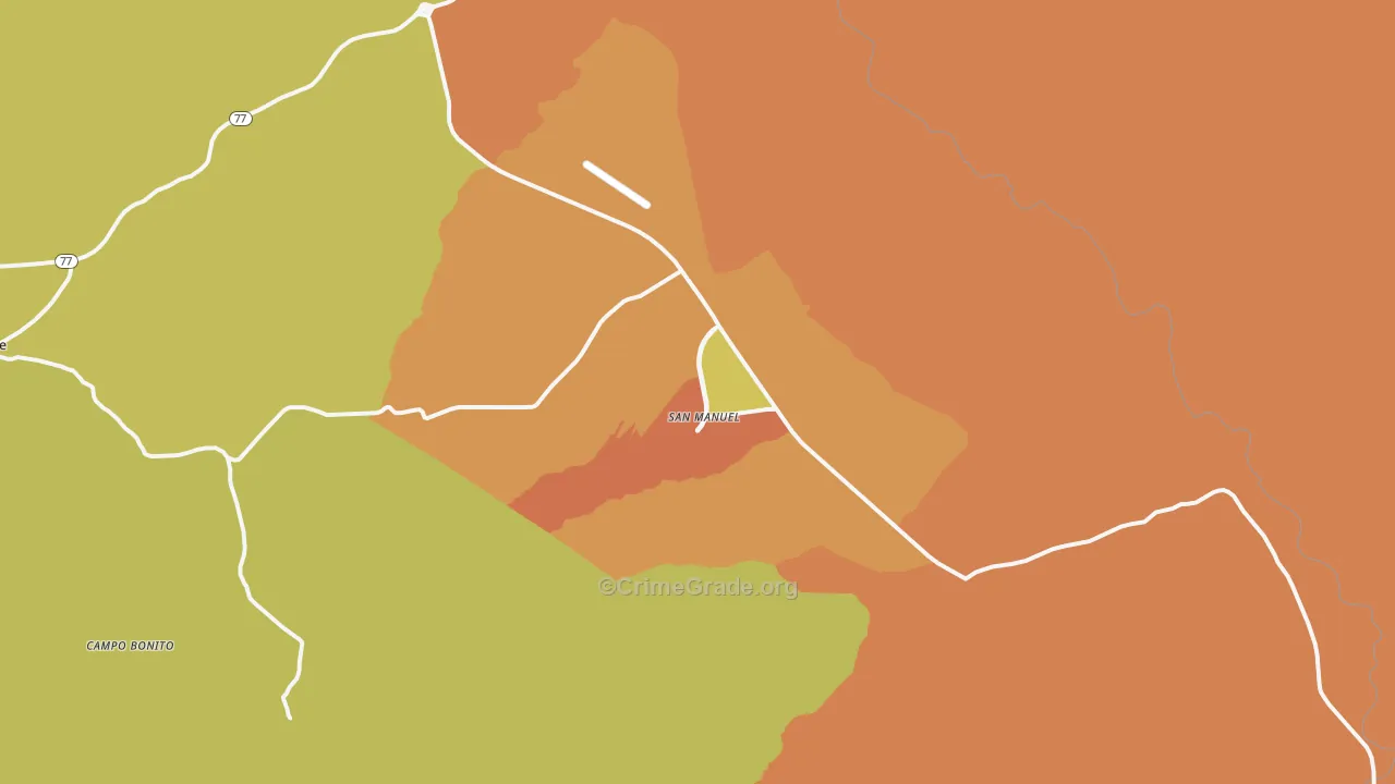 San Manuel, AZ Map of Theft Rates