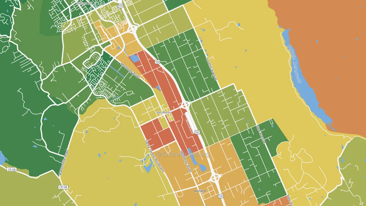 San Martin, CA Map of Theft Rates