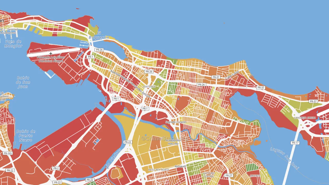 San Mateo, San Juan, PR Map of Theft Rates
