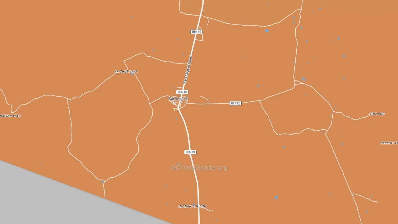 San Miguel, AZ Map of Theft Rates