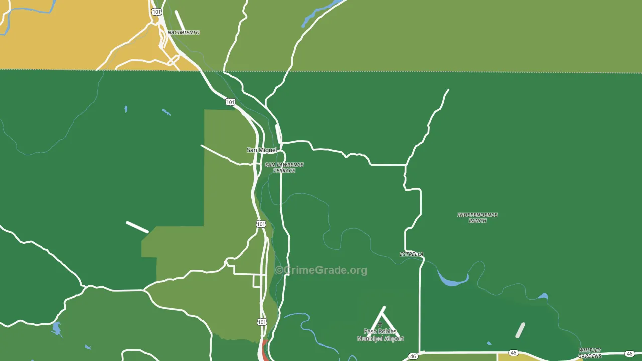San Miguel, CA Map of Theft Rates