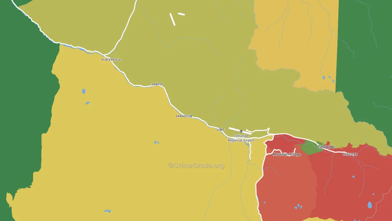 San Miguel County, CO Map of Theft Rates
