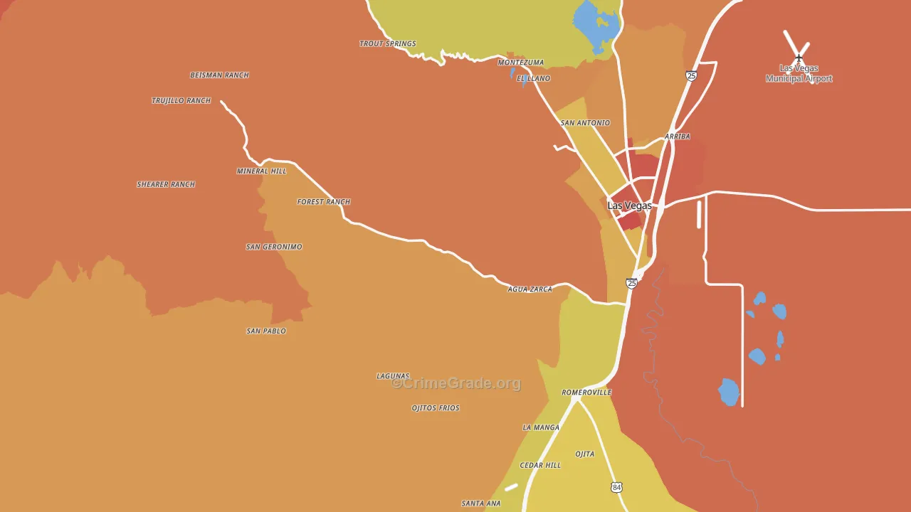 San Miguel County, NM Map of Theft Rates